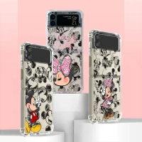Phone Case for Samsung Galaxy ZFlip3 Z Flip 3 5G Z Flip 4 zflip Z Flip5 Disney Mickey Minnie Mouse Clear Soft Air Cover