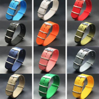 Nylon Nato Watch Strap 18mm 20mm 22mm Army Sports Fabric Wristband Belt 5 Rings Universal Watch Bands