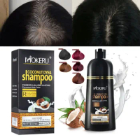 500ml Mokeru Black Hair Dye Shampoo Power Long Lasting Color Black Shampoo Completely Dyed White Hair Black Shampoo