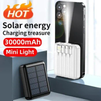 30000mAh 4USB Lines Slim Solar Power Bank Charging Portable Charging External Spare Battery for All Smartphones Solar Powerbank