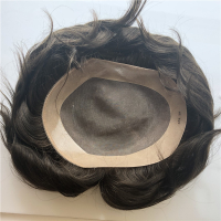 Mono 3 # Net with NPU edge 100% Human Hair Man Toupee 110% density Natural Looking Straight Wig R