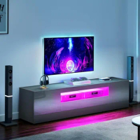 Modern Living Room Furniture Home High Glossy Front Wood TV Cabinet Media Console for Living Room Black Gaming Media Stand Unit