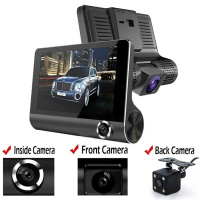 Grab Now GOQ D90 3-Way Record Car Camera Dashcam Front + Back + Interior Recorder Video Cam Night Vi