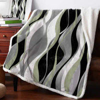 Abstract Lines Gradient Grass Green Cashmere Blanket Winter Warm Soft Throw Blankets for Beds Sofa Wool Blanket Bedspread