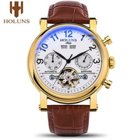 Reloj Holuns Tourbillon men Watches Automatic Watch Men Self-Wind Fashion Mechanical Wristwatch Leather Clock