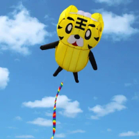 New Animal Frog/Tiger Soft Kite Easy To Fly Tear Resistant Inflatable Frameless Wind Resistant Kite with Foldable Kite Bag