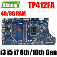AKEMY For ASUS VivoBook Flip 14 TP412F TP412FA Laptop Motherboard TP412FAC TP412FA Notebook Mainboard i3 i5 i7 CPU 4GB 8GB RAM