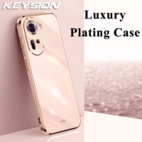 KEYSION Luxury Plating Case for OPPO Reno11 Pro 5G 11F A79 5G TPU Silicone Square Shockproof Phone Cover for OPPO Reno10 Pro 5G