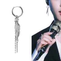 Anting korea Pria Model tusuk Klip Jepit tindik Piercing telinga Cowok Style BTS Kpop - Anting Perak