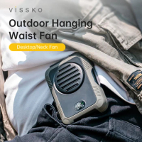 Vissko Hanging Neck / Waist Fan 2000mah USB Mini Portable Rechargeable Fan Bladeless 3 Speed Outdoor Electric Fan LED Display