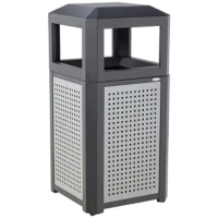 Safco Evos Steel Garbage Can for Indoor and Outdoor Use, Trash Receptacle with Plastic Liner, 15 Gallons