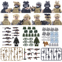 Ghost Commando Special Forces Building Blocks Army Soldier Figures Military Weapon Vest Bricks Accessories Children's Toys