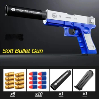 Toy Pistol Soft Bullet Toy Guns M1911 Shell Ejected Foam Darts Blaster Manual Airsoft Weapon with Silencer For Kids Adults