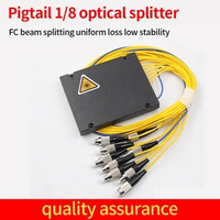Pigtail type optical fiber splitter 1/8 optical splitter box type FC pigtail type 1/8 optical splitter electrical grade SC