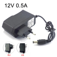 AC to DC 100-240V Camera Power Adapter Supply Charger 12V 0.5A 500mA for LED Strip Light 5.5mmx2.1mm US/EU/AU C4