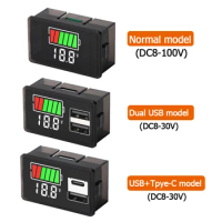 Car Battery Charge Level Indicator 12V 24V 36V 48V 60V 72V Lithium Battery Capacity Meter Test Display LED Tester Voltmeter