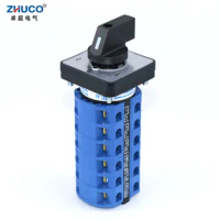 ZHUCO SZW26/LW26-25 3 Positions 6 Phase 24 Terminals Screw 660V 25A 48x48Mm Panel Selector Control Rotary Changeover Cam Switch