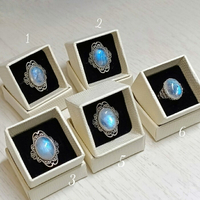 藍暈月光復古925銀戒(可調式) -附贈拭銀布 月光石 戒指 飾品 🔯聖哲曼🔯