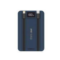 AMG DX-6 MAGSAFE 3C/QR 18W PD 10000mAh 內建線纜支架 LED 行動電源 深藍色 (V000)   