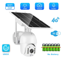UBOX 4G Solar PTZ Metal Housing 8W Solar Panel Outdoor Waterproof Color Night Vision PIR Alarm Two Way Audio Solar Wifi Camera