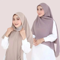 Nadhirashop-Khimar instan zipper french square ceruty 2layer hijab segitiga instan syari