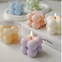 Mini Cube Bubble Candle Soy Wax Aromatherapy Scented Candles Home Decoration Modern Home Cube Photography Atmosphere Decoration