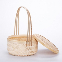 竹編筐手提茶葉簍子竹籃包裝盒禮盒竹制品裝飾水果采摘收納農家用