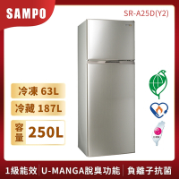 SAMPO聲寶 250公升1級變頻二門電冰箱SR-A25D(Y2)炫麥金