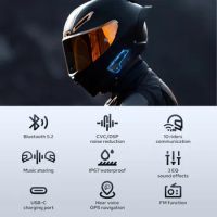 GEARELEC GX10 Motorcycle Intercom Helmet Bluetooth Headset 10 Riders 2km MOTO Communicator Interphone FM Music Sharing PK B4FM-X