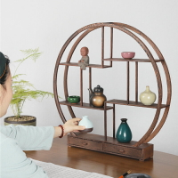 博古茶具型展示多寶格置物雞翅木圓形實木茶紫砂壺