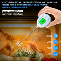 Digital Food Thermometer Instant Read Kitchen Thermometer Needle 5.11" Probe Backlight Screen for Cooking Food Meat BBQ Grill