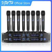 UHF 8 Channels Handheld Wireless Microphone System Cordless Headset Gooseneck Mic for Stage Karaoke Party Club Conference School