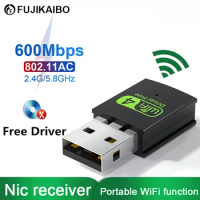 USB WiFi Adapter Wireless 600Mbps Dual-band Ethernet Dongle 2.4g 5GHz Antenna USB Wi-Fi Receiver Wireless Network Card Adaptador