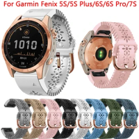 20mm Rose Gold Buckle Watch Strap For Garmin Approach S70 Epix Gen Pro 2 (42mm) Fenix 7S 6S Quickfit Silicone Bracelet Wristband