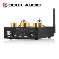 Douk audio HiFi Bluetooth 5.0 JAN 5654 Tube Vacuum Preamplifier USB DAC APTX Home Stereo Audio Preamp Headphone Amp