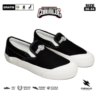 SEPATU CORVALUE FOOTWEAR - Sepatu Slip On Adliswil GLobe BW Flat Pria Sneakers Flat Shoes  Kasual Ke