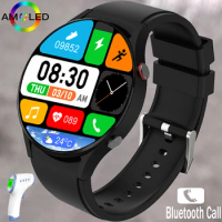 Lige Body Temperature Detection Smart Watch AMOLED High-Definition Watch For Men Screen Clock Bluetooth Call Smartwatch Fitness