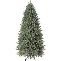 6.5 ft Pre-Lit Vermont Spruce Quick Set Artificial Christmas Tree, Remote-Controlled Color-Changing LED Lights