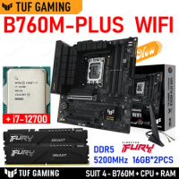 ASUS TUF GAMING B760M PLUS WIFI DDR5 Kit Intel i7 12700 CPU + Kingston FURY Beast DDR5 32G (16G*2) 5200MHz RAM Suit B760 Gaming