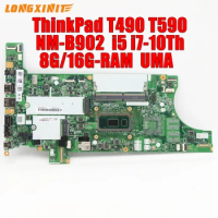 NM-B902 NMB902 For Lenovo ThinkPad T490 T590 Laptop Motherboard. CPU:I5-10210U I7-10510U. 8GB/16GB-RAM.100% testado OK.