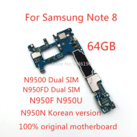 1pcs For Samsung Galaxy Note 8 Note8 N9500 N950FD N950F N950U N950N 64GB 100% Original Unlocked Motherboard Replace Part