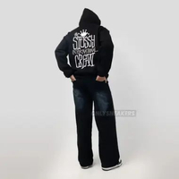 STUSSY CROWN INTERNATIONAL BLACK HOODIE L
