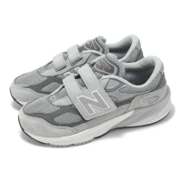 【NEW BALANCE】休閒鞋 FuelCell 990 V6 中童 灰 銀 寬楦 魔鬼氈 麂皮 小朋友 運動鞋 NB(PV990GL6-W)