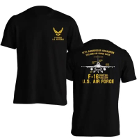 COD F-16 Fighting Falcon 18th Squadron US Air Force Men เสื้อยืดแขนสั้นสบายๆผ้าฝ้ายฤดูร้อน T เสื้อS-