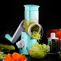 PUSH!廚房用品 可換滾筒手搖式防切手刨絲器切絲切菜切片器D97藍色