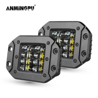 ANMINGPU 2x 5" Flush Mount LED Work Light Bar Off Road 12V 24V 40W Spot Beam LED Pods Light Bar for Car Truck Atv Jeep Headlight