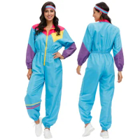 Halloween Women 70's 80's Disco Hippie Costume Fancy Dress Lady's Hippies Suits for Adult Jumpsuits Costumes
