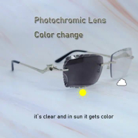 4 Season Glasses Photochromic Lens Sunglasses Panther Diamond Cut Color Change Two Colors Lenses Mens Shades Eyewear
