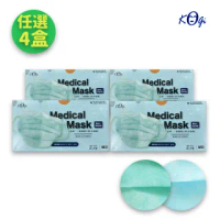 【宏瑋 KOgi】醫用口罩 2色任選 成人平面 50入/盒x4(湖水藍 薄荷綠)