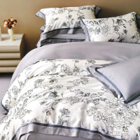 【AGAPE 亞加．貝】頂級60支《思念情》100%純天絲 雙人特大6x7尺 鋪棉兩用被床罩八件組(專櫃100%天絲製)